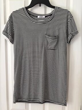 Awake Black and White Striped Crewneck Tee
